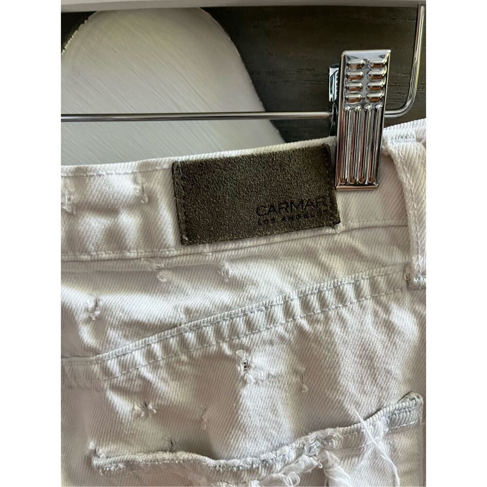 Carmar White Distressed Hole Frayed Hem Jeans sz 27 - Picture 9 of 13